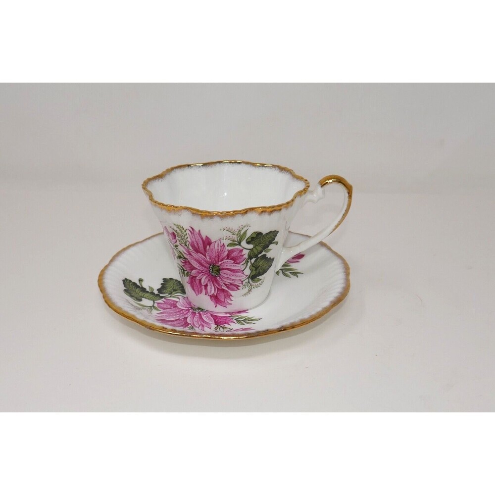 Salisbury Bone China Tea Cup & Saucer - Pink Flowers